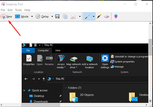 Screenshot in Windows 